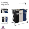 Laundry Basket Hamper Clothes Bin Organiser Folding Light Dark Colour 3 Section