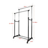 Double Clothes Rail Garment Coat Shirt Hanging Display Stand Rack With Wheels UK