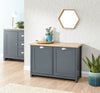 Blue Oak Top Shoe Storage Cabinet 2 Door Cupboard Two Tone Hallway Unit