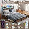 King Size Bed Frame Metal Bed Platform LED Lights Headboard & 4 Storage Drawers