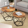 Industrial Set of 2 Coffee Tables Vintage Rustic Side End Tables Retro Metal