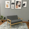 Modern 2 Seater Sofa Bed Armchair Upholstered Fabric Linen Seat Wooden Frame