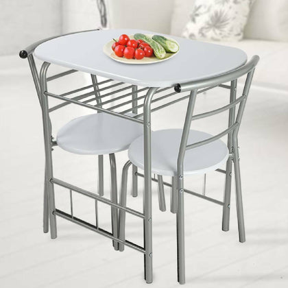 Small Dining 1 Table 2 Chairs Bistro Set Breakfast Kitchen Furniture Metal Frame