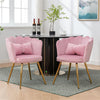 2x Velvet Upholstered Accent Chair Wing Back Armchair w/ Pilows Metal Legs Pink