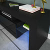 Modern TV Stand Cabinet Storage Router Unit Drawers Black High Gloss LED Light