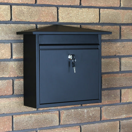 Matt Black Lockable Mailbox/Postbox Outdoor Home Wall Mail/Post/Letter Box Large