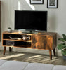 Dark Brown TV Stand Scandinavian Retro Unit Wooden Media Cabinet Side Vintage