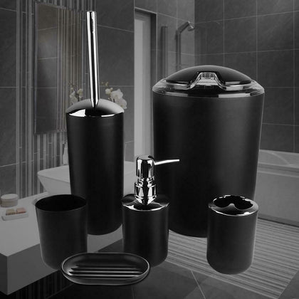 6pc Bathroom Bath Toilet Accessories Set Bin Soap Dispenser Toothbrush Tumbler