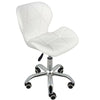 Cushioned Computer Desk Office Chair Chrome with Legs Lift Swivel Small in White