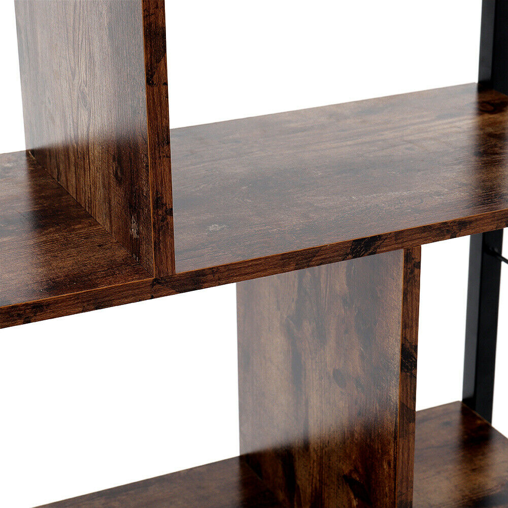 Industrial Bookcase Storage Display Shelf Bookshelf Rustic Stand Rack Furniture