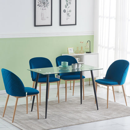 Dining Table and Chairs 2 Set Velvet Chairs High Glass Temple Table Living-room