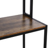 Industrial L-Shaped Work Desk & Storage Shelf Steel Frame Adjustable Feet Brown