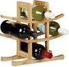 Relaxdays Bamboo Wine Rack, Holder for 9 Standard Bottles, Original Design,