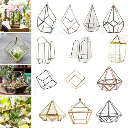 Glass Geometric Terrarium Box Tabletop Succulent Air Plant Planter Decor Pot UK