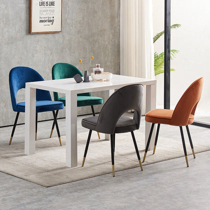 2 4 6 Dining Chairs Velvet Padded Seat Metal Legs Kitchen Dining Room