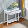 Chic 2 Drawer Console Table Hallway Desk Wooden Storage Shelf Dresser Desk White