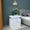 High Gloss Bedside Table Nightstand Cabinet Chest of 2 Drawer RGB LED Light Lamp