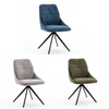 LUNA MODERN FABRIC DINING CHAIR PADDED SEAT w ARMS METAL LEG KITCHEN SET 6