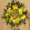 LED Easter Wreath 40cm Flowers Leaves Easter Egg Garland Festival Spring Decor