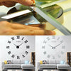 Luxury 3D DIY Wall Clock Roman Numeral Mirror Sticker Home Living Room Art Décor