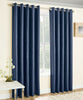 Vogue Woven Textured Blockout/Thermal Interwoven Lined Eyelet Curtains Navy