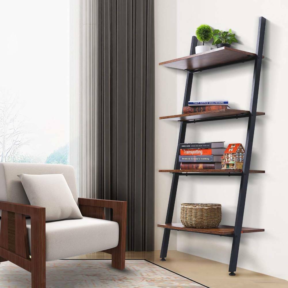 Industrial Ladder Bookshelf Display Shelving Storage Shelf Plant Flower Stand