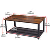 40'' Coffee Table Rustic Wood Rectangular Table w/Storage Shelf for Living Room