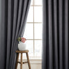 Soft Thick Thermal Blackout Grey Curtains 66"x90" Geometric Drapes For Bedroom