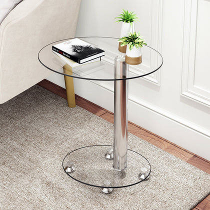 Office End Table Coffee Snack Sofa Side Table Storage for Living Room Glass Oval