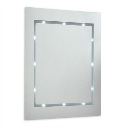 Modern Battery Operated Illuminated LED Bathroom Wall Mirror Cool White Light