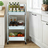 3 Tier Kitchen Trolley Cart Handle Slim Rolling Wheel Storage Basket Rack Salon