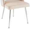 Velvet Dining Chairs Set of 2 Upholstered Seat Accent Chair Kitchen Chairs Beige