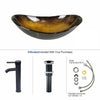 Bathroom Countertop Basin Set Tempered Glass Wash Sink Boat Shape Bowl Gold UK