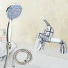 Modern Bath Shower Mixer Taps Deck Mounted Chrome Valve Bar Tap Handset & Hose