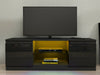 Modern TV Unit Stand Cabinet Black High Gloss Doors Matt Body Sideboard with LED
