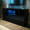 TV Cabinet Stand High Gloss Black LED Light Entertainment Unit 135cm