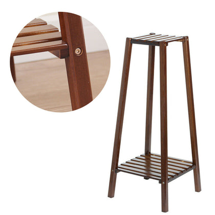 Indoor Outdoor Plant Stand 2 Tier Wooden Flower Pots Rack Display Shelf Durable