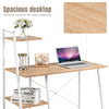 Computer Desk 2-in-1 Bookshelf PC Workstation Laptop Table with 4 Tiers Storage