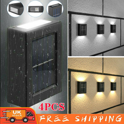 4PCS Solar Wall Lights Up & Down Lamp Decor Waterproof Garden Outdoor Fence Yard