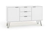 White Sideboard Cupboard With 2 Doors, 3 Drawers Living Room Storage Furniture