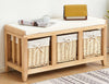 Painted Wooden Hallway Bench Seat 3 or 2 Baskets Pull-Out Storage Cushioned Top
