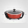 Large Red Multi Hot Pot Cooker Pot Electric Frying Pan with Glass Lid Non-Stick