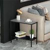 Vintage Marble Sofa Side Table Rectangle Snack / End Table with Storage Shelf