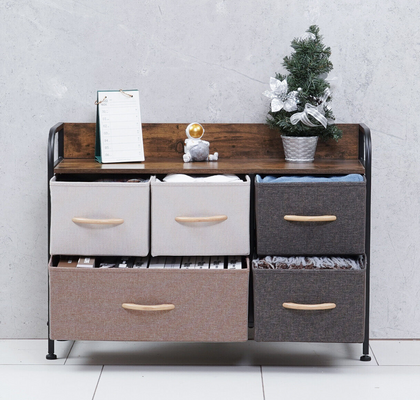 5-Drawer Fabric Chest of Drawers 2 Tier Storage Organizer Unit Bedroom Dresser