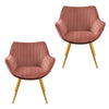Set of 2 Dining Chairs Retro Gold Metal Legs Office Kitchen Lounge Chair Velvet