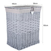 Premium Grey Paint Laundry Wicker Basket Cotton Lining With Lid Bathroom Storage