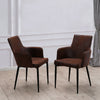 2 Pcs Faux Leather Dining Chairs Armchairs Office Kitchen Brown Grey Industrial