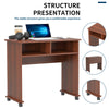 Wood Computer Desk on Wheels Laptop Cart Compact Table Study Workstation Drawers