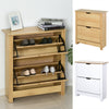 12-Shoe Storage Cabinet 4 Shelves 2 Drawers Tabletop 4 Legs Modern Unit