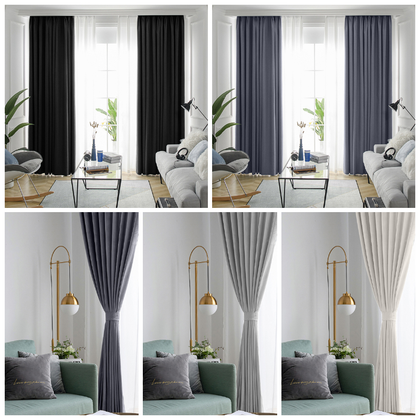 2 Panels Luxury Thermal Blackout Curtains Eyelet Ring Top Heavy Thick Grommet